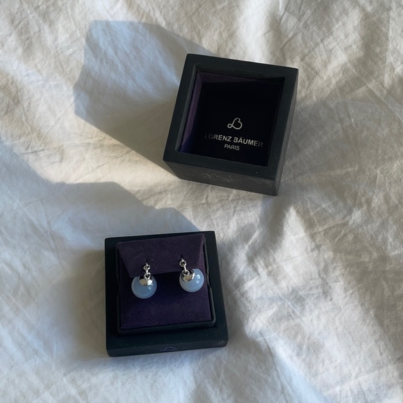 Lorenz Bäumer Calcedoine Mother-of-Pearl Météorites Cufflinks White Gold - Picture 1 of 5